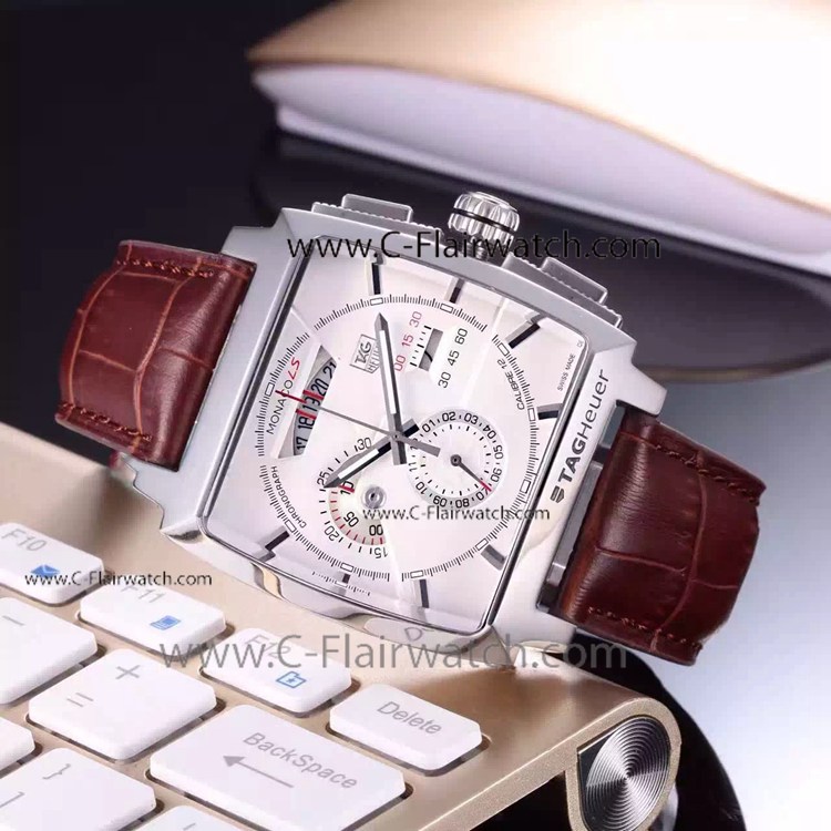 Tag Heuer SS White Face Monaco Quartz 44mm Replica Watch